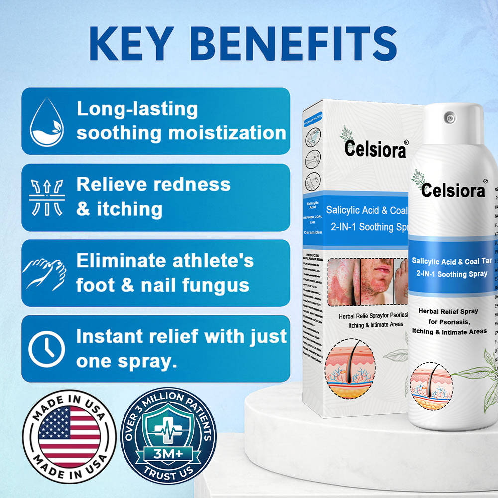 Psoriasis✅ Official Store: Celsiora® SALICYLIC ACID& COAL TAR 2-IN-1 Psoriasis Spray 👨‍⚕️ Developed by Dermatologists (for the treatment of psoriasis and eczema, improvement of bacterial infections in the genital area) Made in USA