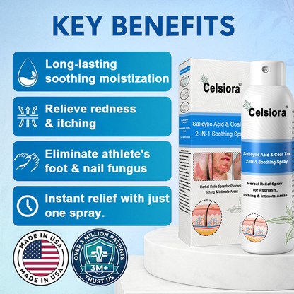 Psoriasis✅ Official Store: Celsiora® SALICYLIC ACID& COAL TAR 2-IN-1 Psoriasis Spray 👨‍⚕️ Developed by Dermatologists (for the treatment of psoriasis and eczema, improvement of bacterial infections in the genital area) Made in USA