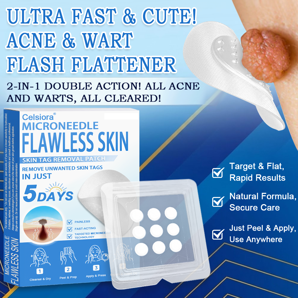 🗽Celsiora® 2-in-1 Microneedle & Hydrocolloid Patch | Raised Moles,Acne,  Flat Warts & Skin Tags Remover | Improves Wrinkles, Scars & Blemishes | Invisible Pimple Patches for Face & Body (Copy)