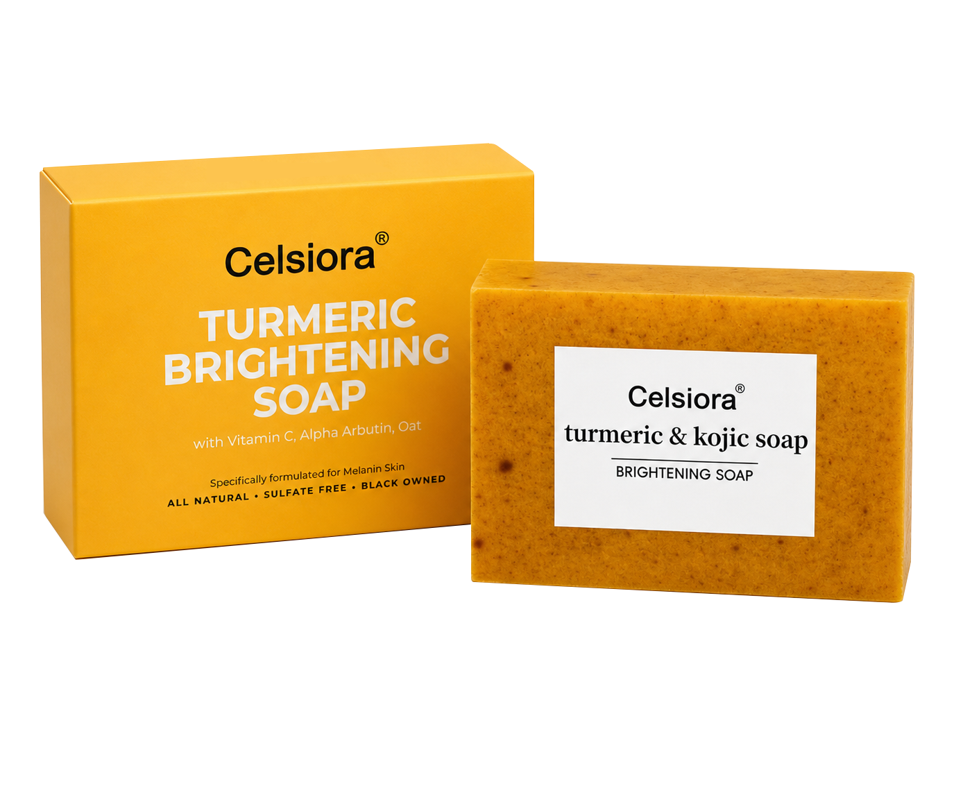 UPSELL🔥BUY 2 GET 1 FREE🔥Turmeric Brightening Soap (with Vitamin C, Alpha Arbutin, Oat)-Celsiora®