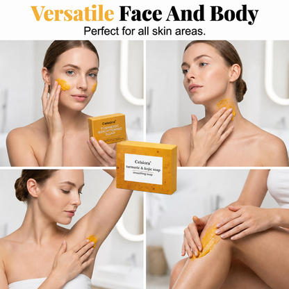 UPSELL🔥BUY 2 GET 1 FREE🔥Turmeric Brightening Soap (with Vitamin C, Alpha Arbutin, Oat)-Celsiora®