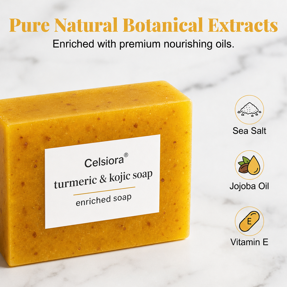 UPSELL🔥BUY 2 GET 1 FREE🔥Turmeric Brightening Soap (with Vitamin C, Alpha Arbutin, Oat)-Celsiora®