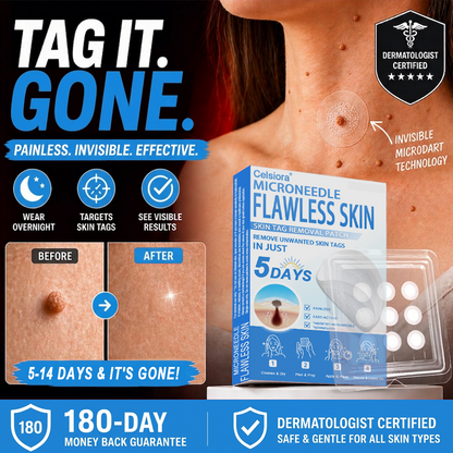⏱️Celsiora® 2-in-1 Microneedle & Hydrocolloid Patch | Raised Moles,Acne,  Flat Warts & Skin Tags Remover | Improves Wrinkles, Scars & Blemishes | Invisible Pimple Patches for Face & Body