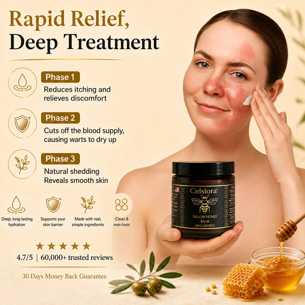 🌸Celsiora® 🌸Organic Tallow Honey Balm to Help Helps remove warts, skin tags, and psoriasis