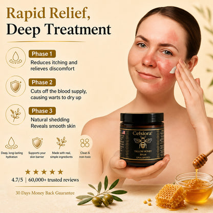🌸Celsiora® 🌸Organic Tallow Honey Balm to Help Helps remove warts, skin tags, and psoriasis