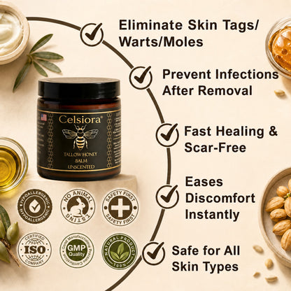 🌸Celsiora® 🌸Organic Tallow Honey Balm to Help Helps remove warts, skin tags, and psoriasis